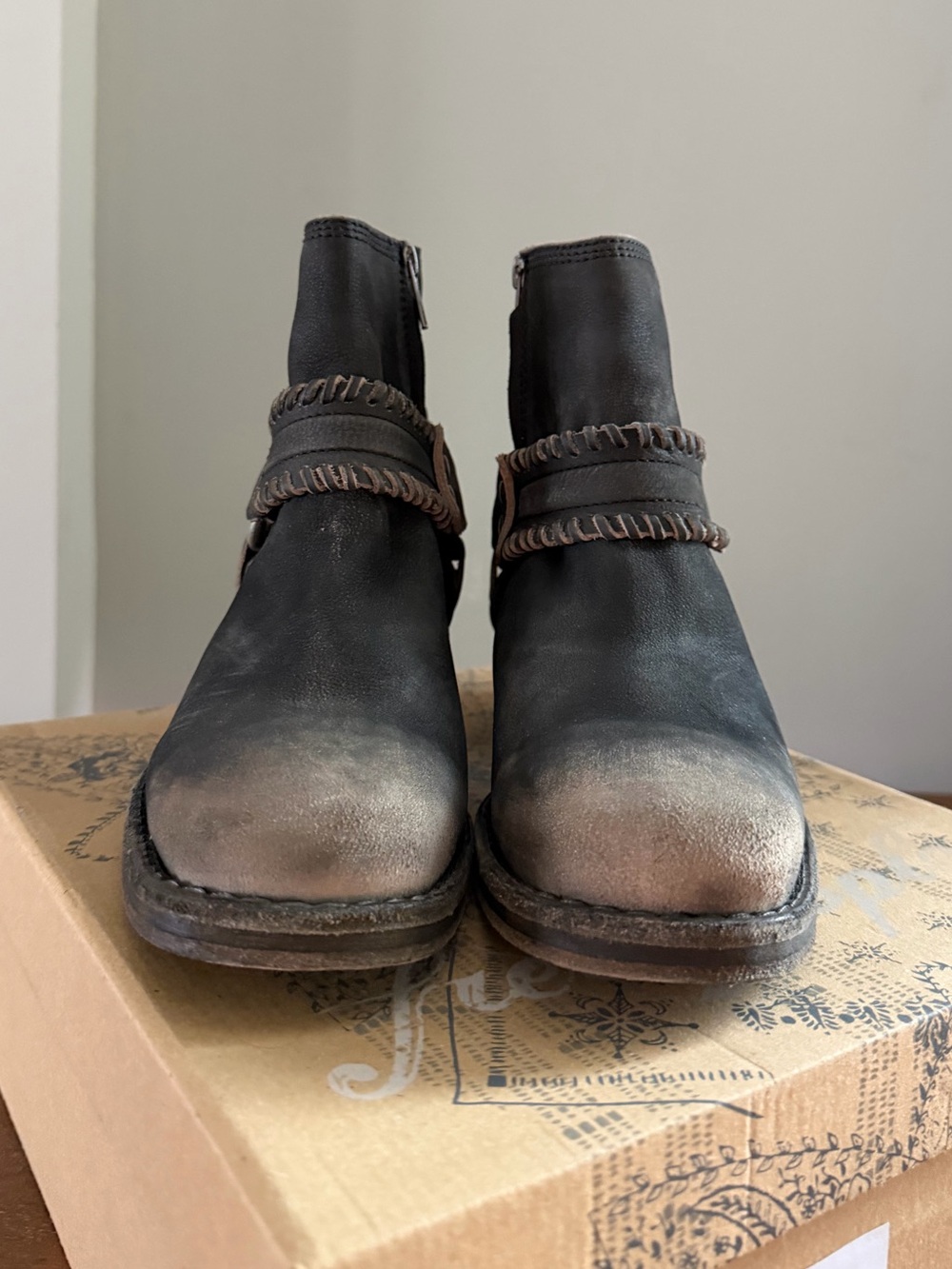 Free People Stony Desert Distressed Leather Ankle Booties - Picture 2 of 11